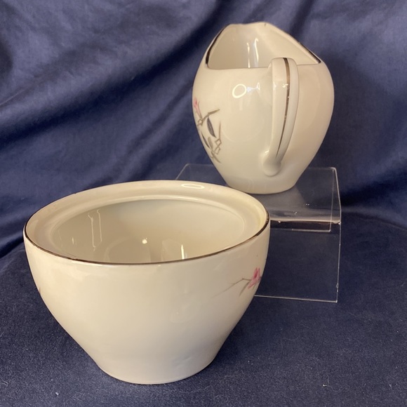 Vintage Cherry Blossom Fine 1067 ~ Cream & Sugar Bowl w/ Lid. ~ Japan - Picture 8 of 12